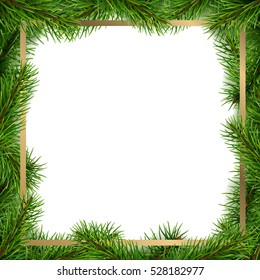 Christmas frame made from spruce tree branches.