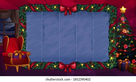 Christmas frame made of Christmas tree branches. Vector illustration