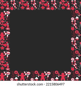Christmas frame. New year background. Doodle christmas and new year illustration with place for text