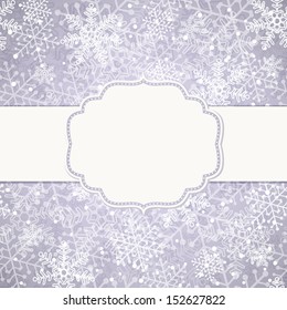 The Christmas frame on the background of snowflakes. Vector illustration. Eps10.