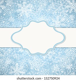 The Christmas frame on the background of snowflakes. Vector illustration. Eps10.