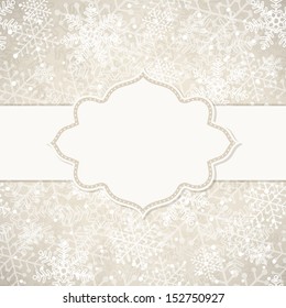 The Christmas frame on the background of snowflakes. Vector illustration. Eps10.
