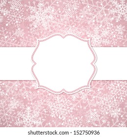 The Christmas frame on the background of snowflakes. Vector illustration. Eps10.