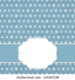 Christmas frame on the background of snowflakes. Vector illustration.