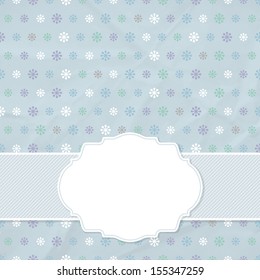 Christmas frame on the background of snowflakes. Vector illustration.