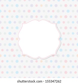 Christmas frame on the background of snowflakes. Vector illustration.