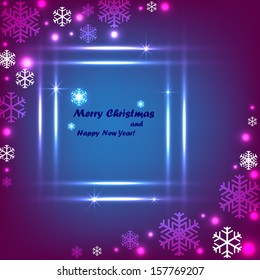 Christmas frame on a bright background