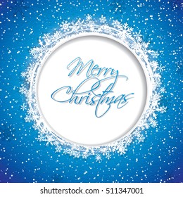 Christmas frame on snow background with space for text
