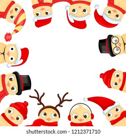 Christmas frame for photos with animals owls. template for text, Christmas greetings.