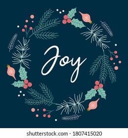 Christmas frame with Pine tree.Holiday background.Christmas wreath