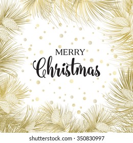 Christmas frame with pinecone isolated on white background. Pinecone frame isolated on white background. Vector illustration.