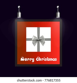 Christmas frame with red background ang giftbox
