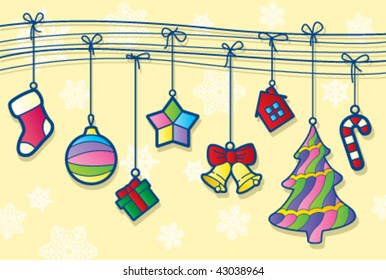 Christmas frame with retro garland