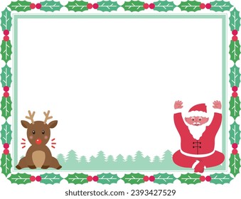 Christmas frame with Rudolph and Santa