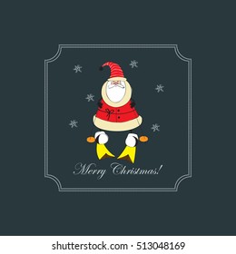 Christmas frame with Santa Claus on skis.