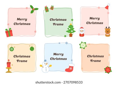 Ilustração quadrada do conjunto de molduras de Natal