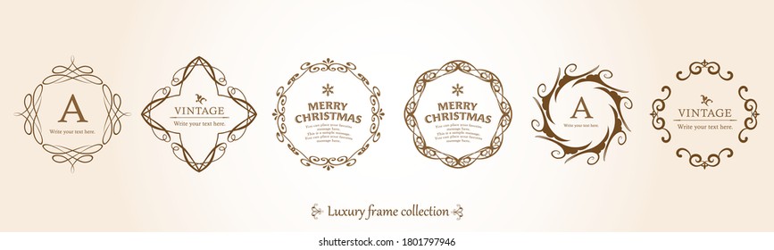 
Christmas frame set, wreath design, ornament and decoration design