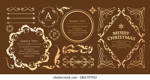 
Christmas frame set, wreath design, ornament and decoration design