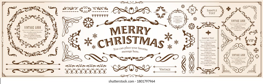 
Christmas frame set, wreath design, ornament and decoration design
