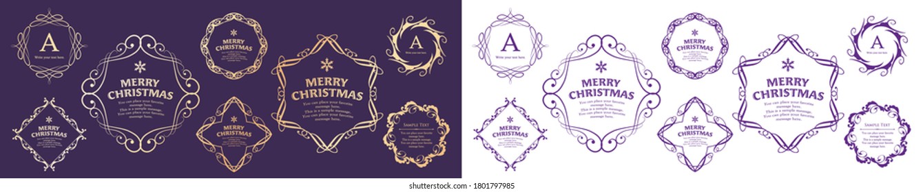 
Christmas frame set, wreath design, ornament and decoration design