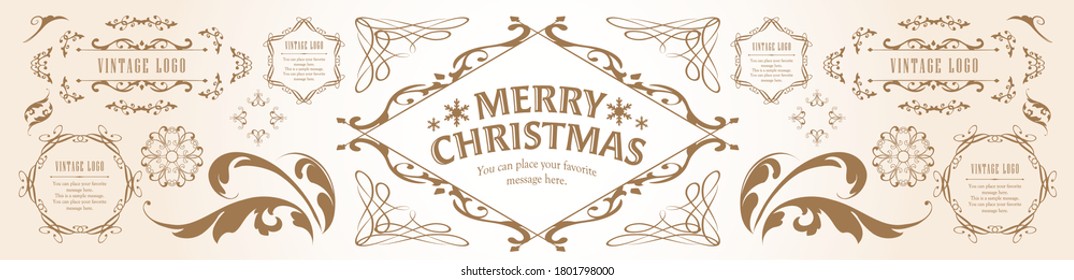 
Christmas frame set, wreath design, ornament and decoration design