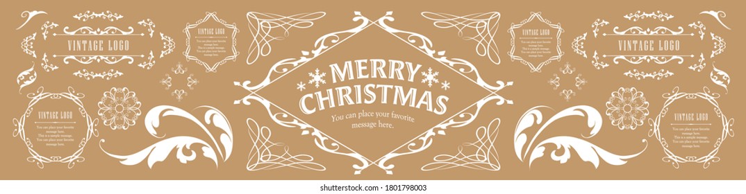 
Weihnachtsrahmen-Set, Kranzdesign, Ornament- und Dekorierdesign
