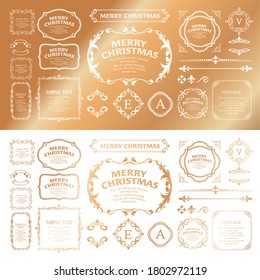 Christmas frame set, wreath design, ornament and decoration design