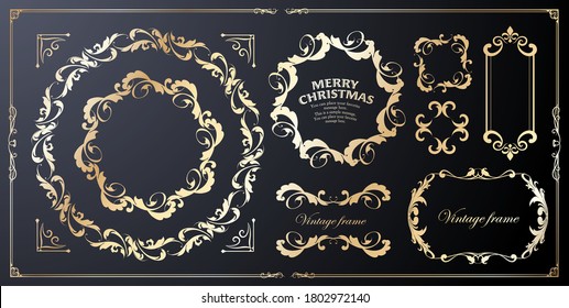 Conjunto de marcos de Navidad, diseño de flor, adorno y diseño de decoración