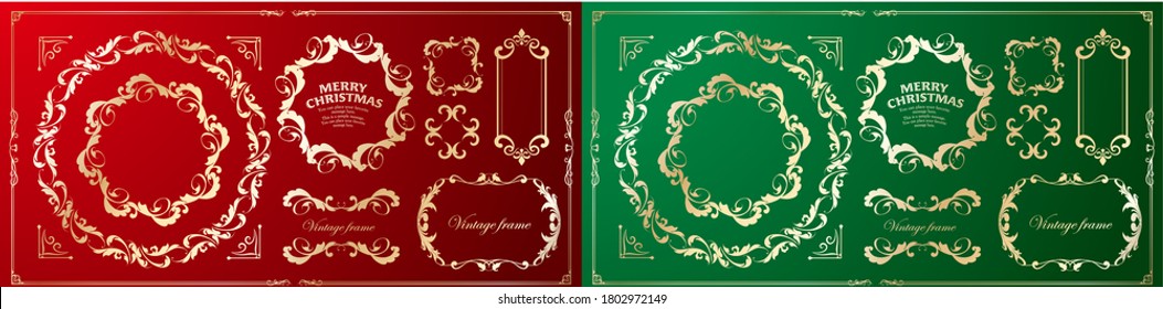 Christmas frame set, wreath design, ornament and decoration design