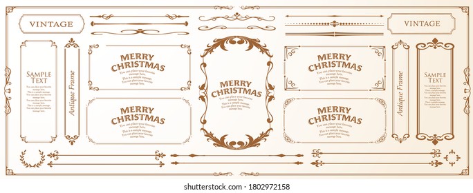 Christmas frame set, wreath design, ornament and decoration design