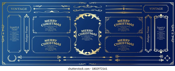 Christmas frame set, wreath design, ornament and decoration design