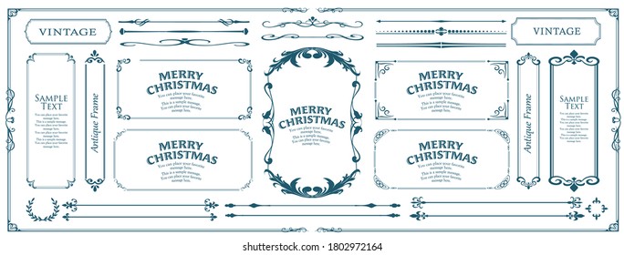 Weihnachtsrahmen-Set, Kranzdesign, Ornament- und Dekorierdesign