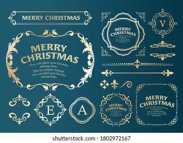 Weihnachtsrahmen-Set, Kranzdesign, Ornament- und Dekorierdesign