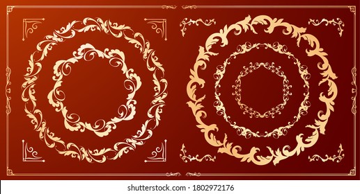 Christmas frame set, wreath design, ornament and decoration design