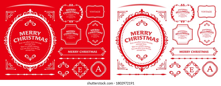 Christmas frame set, wreath design, ornament and decoration design