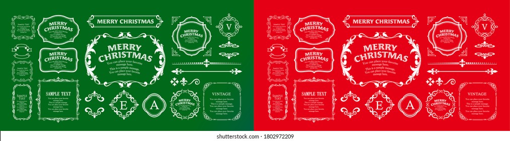 Christmas frame set, wreath design, ornament and decoration design