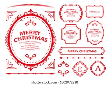 Christmas frame set, wreath design, ornament and decoration design
