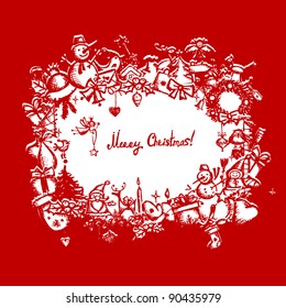 Christmas frame, sketch drawing for your design