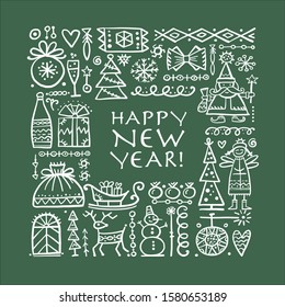 Christmas frame, sketch for your design. Vector illustration