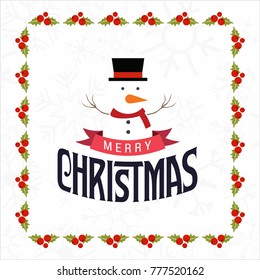 Christmas frame with snow man