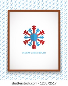 Christmas frame with snowflake inside. Christmas card.