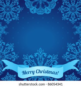 Christmas frame with snowflakes and decoration element, vector illustration
