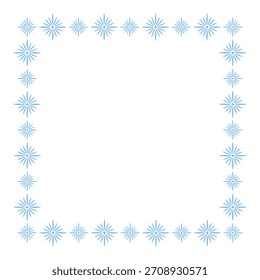 Christmas frame of snowflakes. Empty, with place for text. Decorative element for blank, poster, banner, card, background. Isolated on white. Vector illustration.