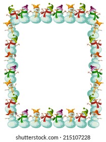 Christmas frame with snowmen