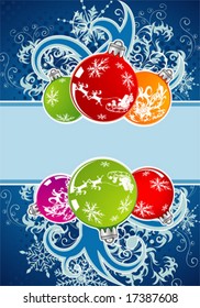 Christmas frame with sphere and snowflakes, element for design, vector illustration