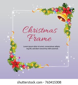 christmas frame square with bell decoration