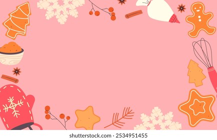 Christmas Frame Template. Christmas background, banner. Vector illustration