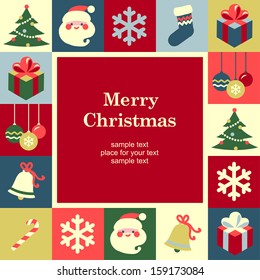 Christmas frame template card. Vector background 