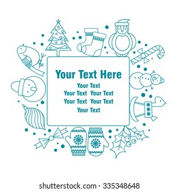 Christmas frame template card. Vector background