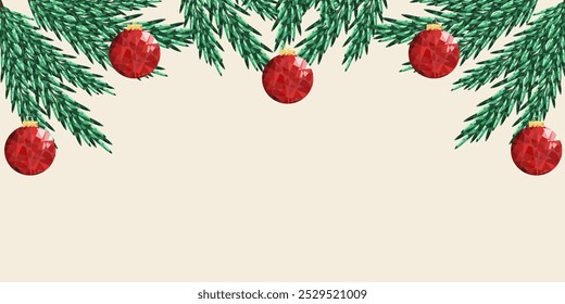 Weihnachtsrahmen Schablone Design mit Kopienraum. Niedrige Poly Weihnachtsgrenze. Urlaubsvektorrahmenkonzept. EPS 10